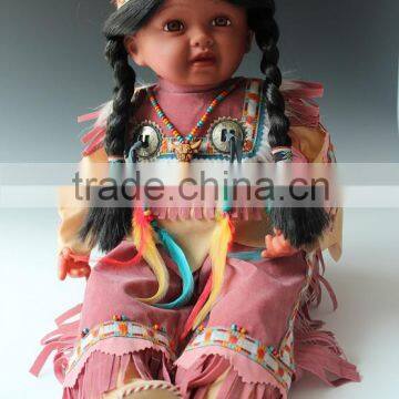 Indian native baby doll 22'' vinyl doll girl baby of collector