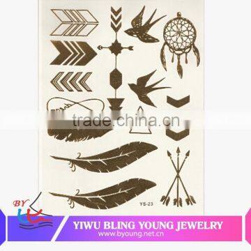 Hot new product body art temporary feature tattoos sticker metallic