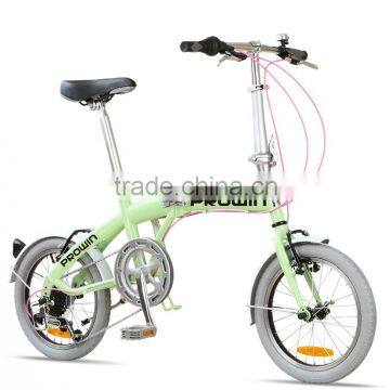 16'' 6 Speed Steel Small Wheel Folding Bicycle/foldable Folding Bike for Girls (PW-FD16010)