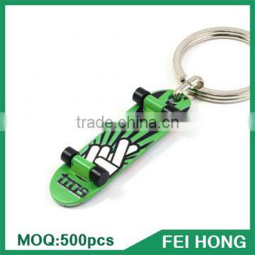 China Supplier metal sports printing keychain for custom skateboard