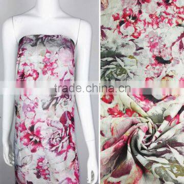 polyester/cotton woven flower printed fabric for summer dress