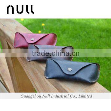 Crazy horse vintage style unisex hasp button leather sunglass hard cover