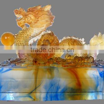 rising dragon and tiger liuli colored glaze decoration