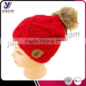 Customized winter wool felt acrylic knit hats with fur pom pom factory professional manufacturer sales(can be customized)