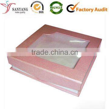 Ecofriendly CMYK pink simply cheap paper gift box with window                        
                                                Quality Choice