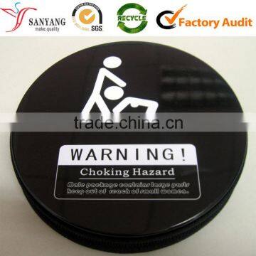 Black small round cylinder tin box case for adult sex condom products packaging holder