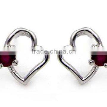 925 Sterling Silver Ruby Earring