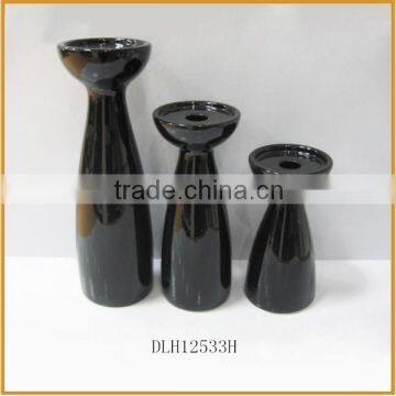 Long black shape porcelain candle holder with tealight