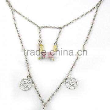 Fashionable Metal solid perfume container /lip gloss necklace, with beautiful padprinting pattern ,various design, OEM designs