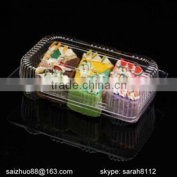 BOPS transparent disposable plastic cake container box with lock lid