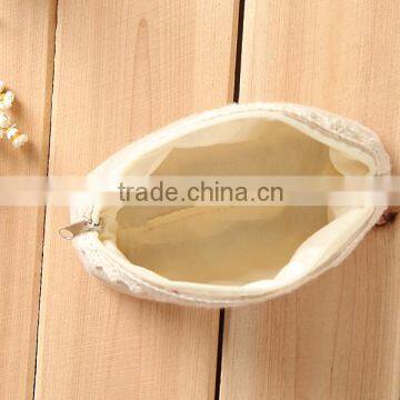 Wholesale Newest High Quality Ramie Cotton Fabric and Linen Cosmetic Bag GW786 photo-3