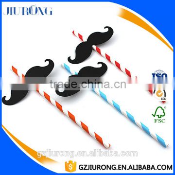 Customized stripe arts &mustache decoration party drinking straws