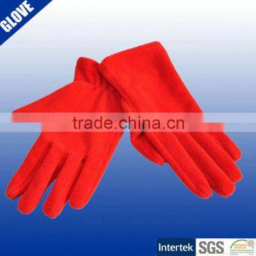 Fast delivery red color long fleece gloves