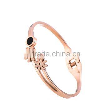 Fashion Design Women Girls Rose Gold Crystal Cuff Bangles Jewelry Gifts