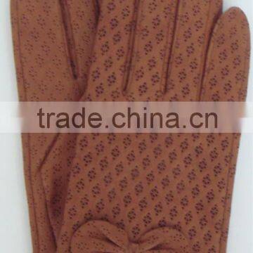 2014 New spring / summer sheep skin driver gloves with holes and fancy bow at backhand