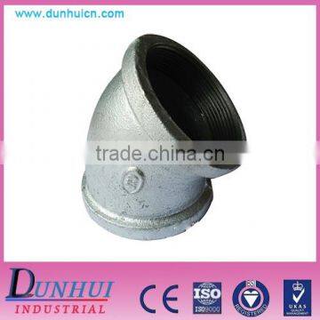 Malleable cast iron 45 degree square edge elbow