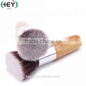 Synthetic Hair Wooden Handle Duo Fiber White Tip Flat Top Foundation Brush