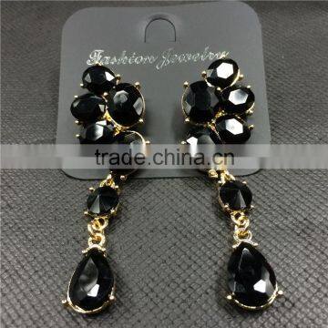 Fashion Crystal Leaf Long Stud Earrings Luxury Brand Vintage Earrings For Women photo-5