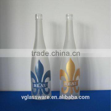 Frosted printing fashion glass bottle for liquor