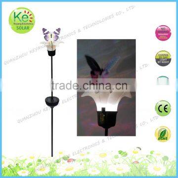 Flower with butterfly outdoor lamdscape solar lights