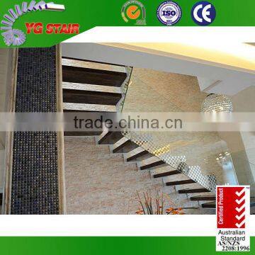 Modern wood stair design with glass