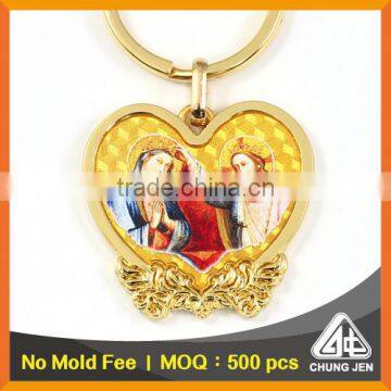 Best selling Europe religious christian catholic printing gift keychain ring