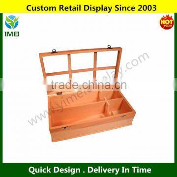 Wooden Double Wine Bottle Box with Hinged Lid Unfinished Wood -Great for Display, Storage, Gifts, Decorative Crafts YM6-480