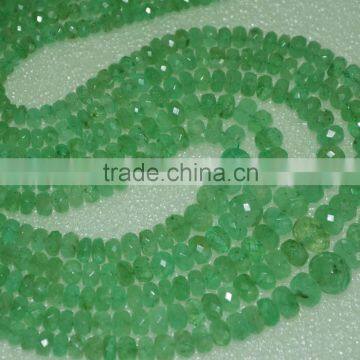 Natural Columbian Emerald Faceted Rondell 5strand Necklace