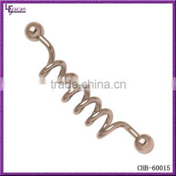 Yiwu Factory 316L Surgical Steel Spiral Custom Fake Industrial Piercing Jewelry