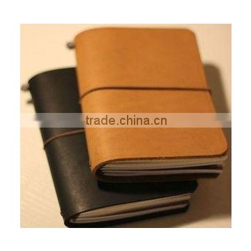 Mini cow leather notebook with plastic and card holders