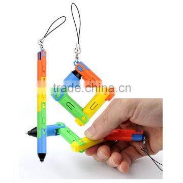 New Novelty Flexible Colorful Toy Foldable Pens With Lanyard String for Kids