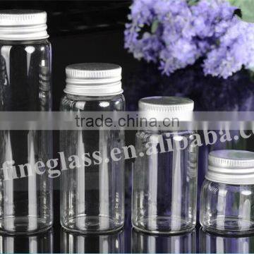 Pop mini transparent glass phial sealed cans Medical capsule bottle Loves candy food bottles with screw lid