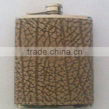 6oz stainless steel hip flask with leather covered