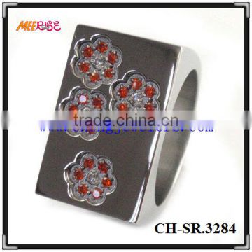 Dimond stainless steel finger ring for Chinese plum blossom