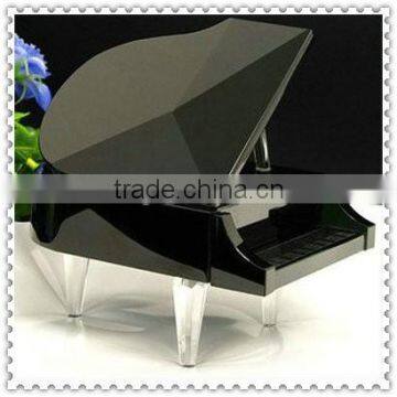 Elegant Black Crystal Piano Music Box for Table Gifts