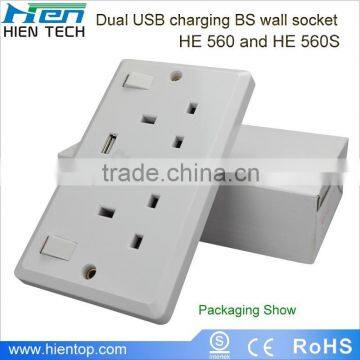 1Amp Dual USB Port UK Panel Socket Wall Charger Plug Power Adapter Outlet Plate 2 Gang photo-6