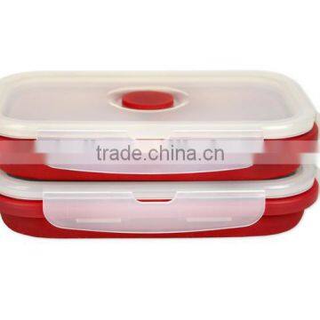 Oven Safe Foldable Red Silicone Food Container Set of 2 photo-2