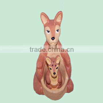 vintage animal mother kangaroo baby joey nesting ceramic animal doll salt pepper