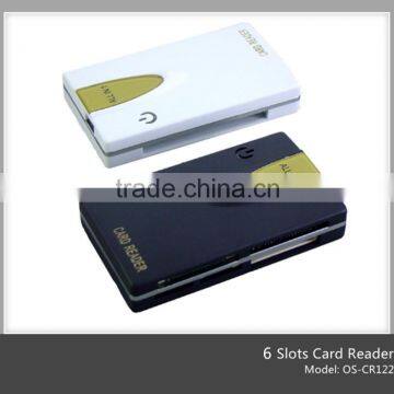 rectangular promotional sim usb card reader wholesale cheap with 6 ports(OS-CR122)