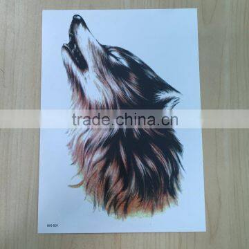 big size body art wolf head animal temporary tattoo for men