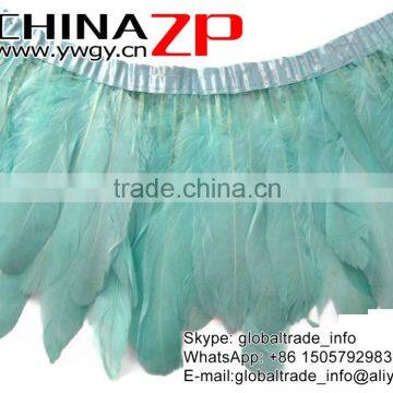 Gold Supplier ZPDECOR Wholesale Beautiful Dyed Satinettes Tiffany Blue Plume Goose Feathers Trim photo-4