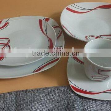 Ceramic Porcelain Type Dinner Sets With Simple Design for Hotel Fine Porcelain Dinnerware Item Square Crockery Dinner Sets