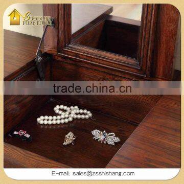 Multifunctional Antique Oak Wood Dressing Table and Writing Desk