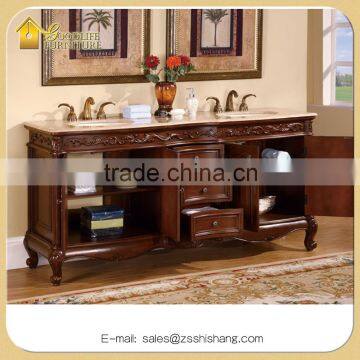 Qualified and Traditinal Double Sink Bathroom Vanity in Dark Dhestnut