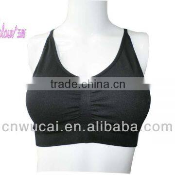 Black Genie Bra With Cross Stripe at Back Using a Ring With Pads