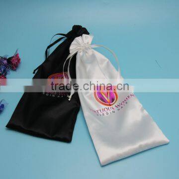 Custom logo printed wholesale hair weave satin bags