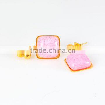 Delicate Macarons Colored Sakura Pink Gold Jewelry Drop Earrings for Girl