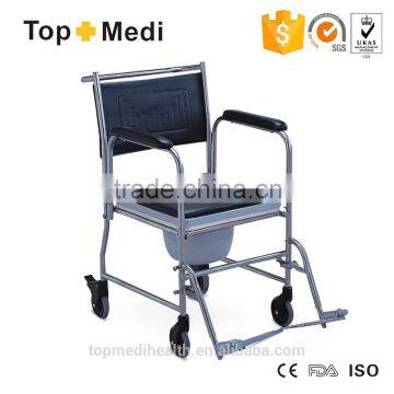 Stainless steel commode wheelchair with detachable armrest and footrest