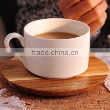 Ceramic Porcelain Espresso Coffee Cup & Wood Saucer Sets photo-3