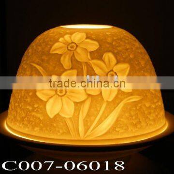 Porcelain frangipani tealight candle-BC007-06018